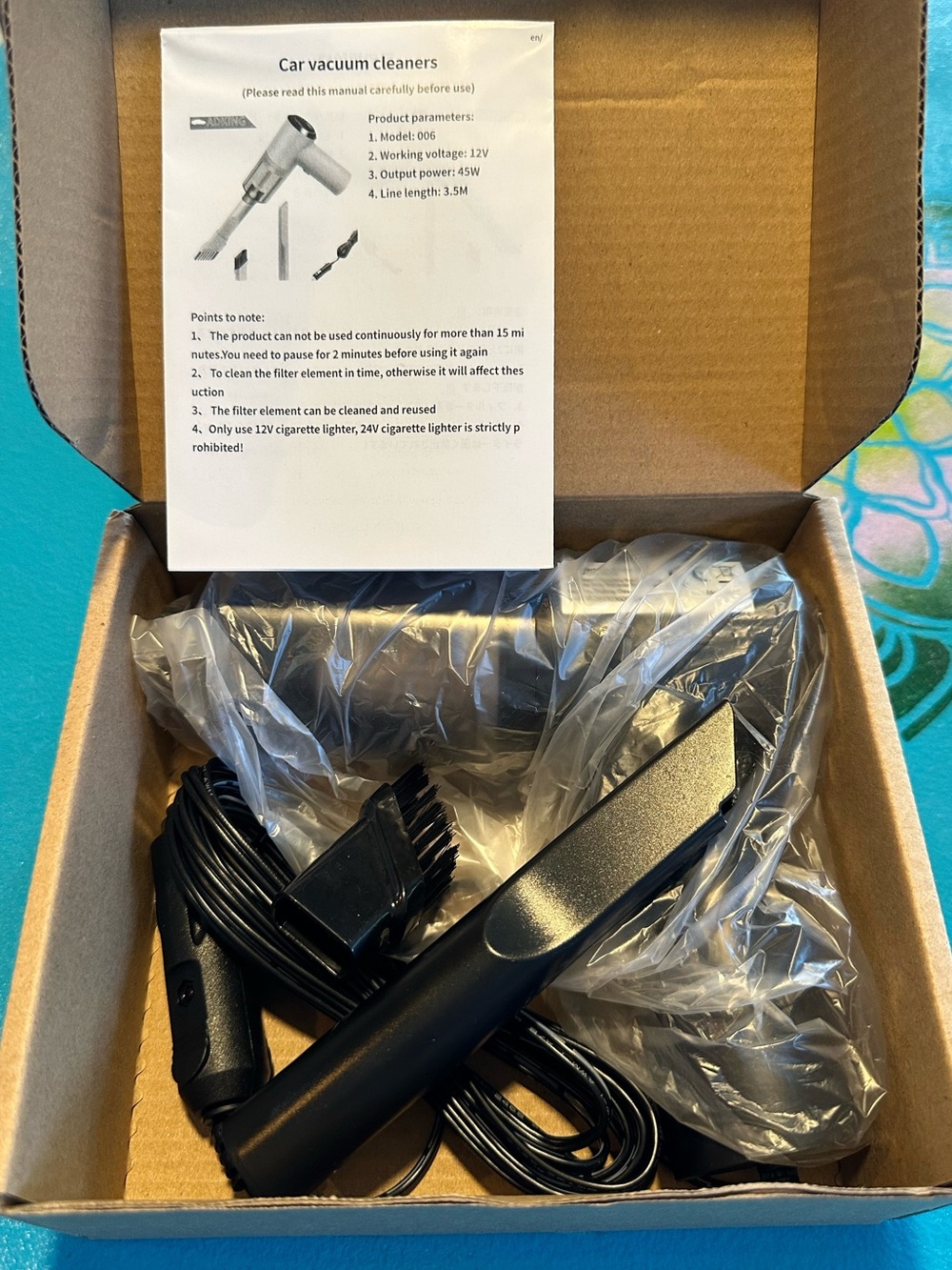 Compact Handheld Car Vacuum Cleaner with Brush Attachment NWT NIB